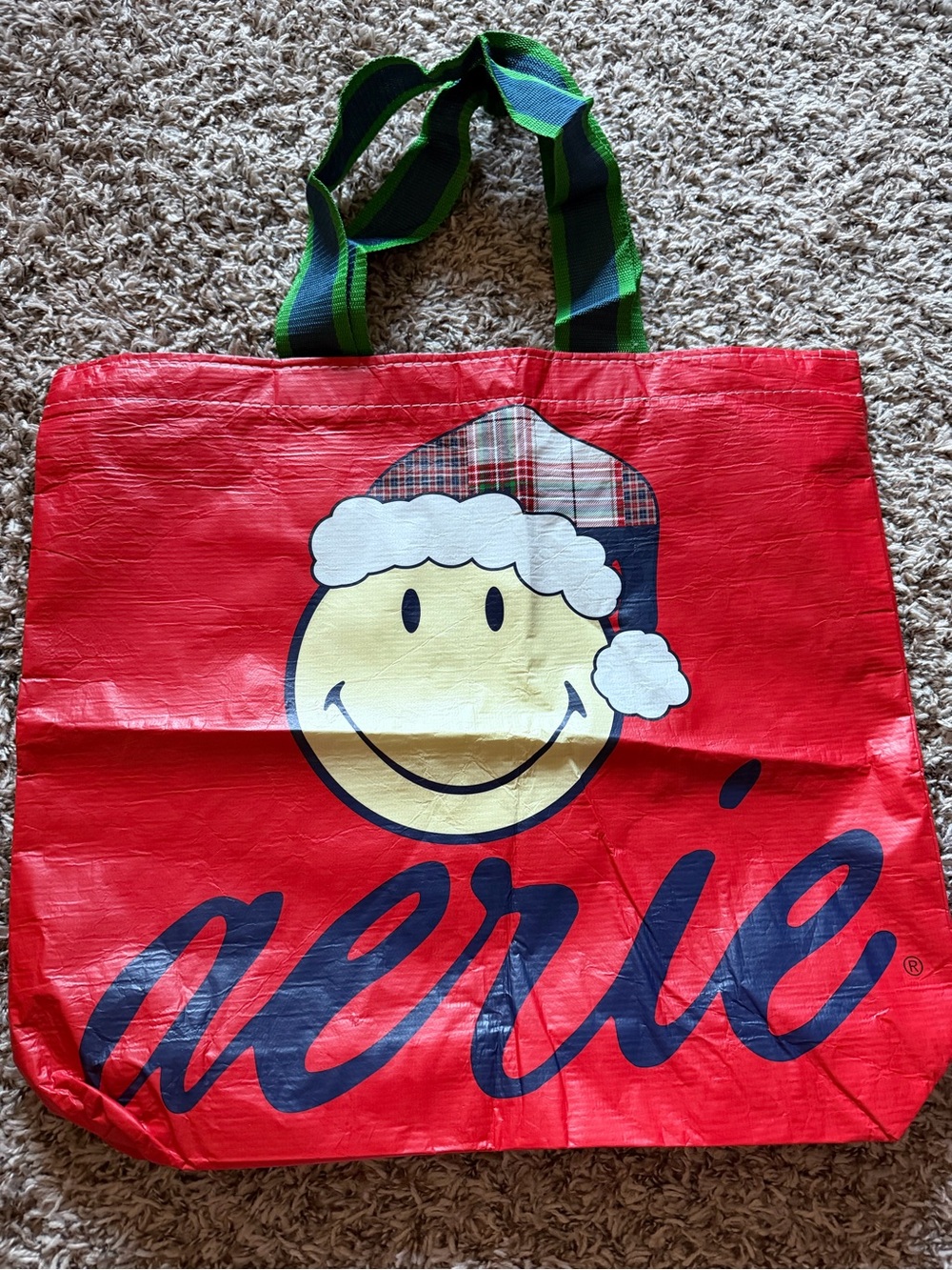 Aerie Red Holiday Smiley bag